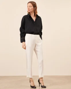 Costumes|Bas>Maison Sarah Lavoine Pantalon Smoking Claude Court - Blanc