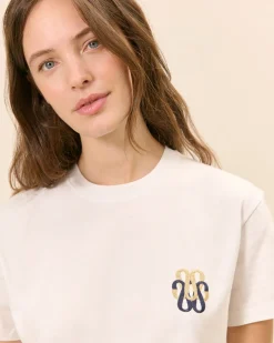 Hauts>Maison Sarah Lavoine T-Shirt Monogramme - /Doré Blanc